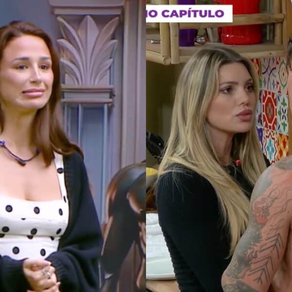 Faloon Larraguibel con expresión de visible molestia durante un cara a cara en el reality show de Mega