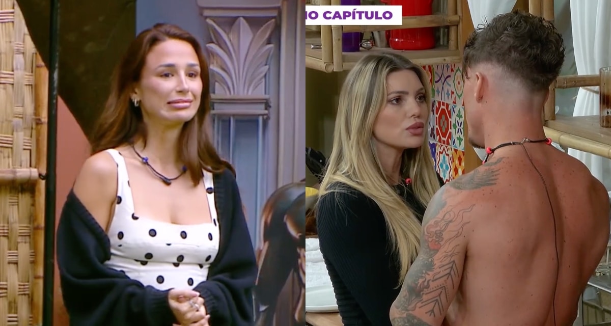 Faloon Larraguibel con expresión de visible molestia durante un cara a cara en el reality show de Mega