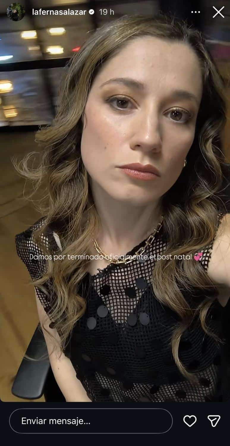 Captura de la historia de Instagram de Fernanda Salazar mostrando su cabello aclarado con canas al natural, junto al mensaje "Se vienen cositas"