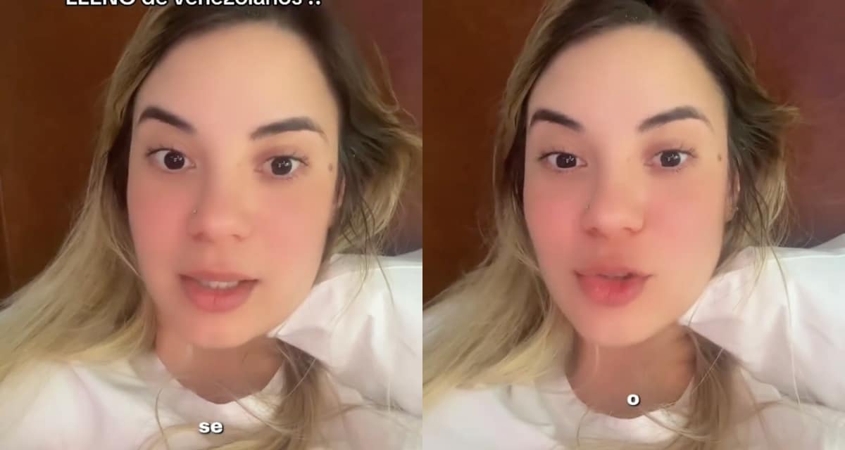 Joven venezolana grabando un video sobre su experiencia caminando por las calles de Santiago de Chile