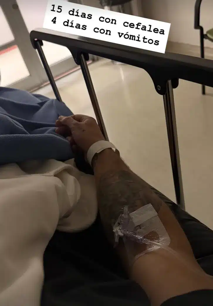 Historia de Instagram de Juan Pedro Verdier desde la clínica, donde reveló que lleva 15 días con cefalea y 4 días con vómitos.