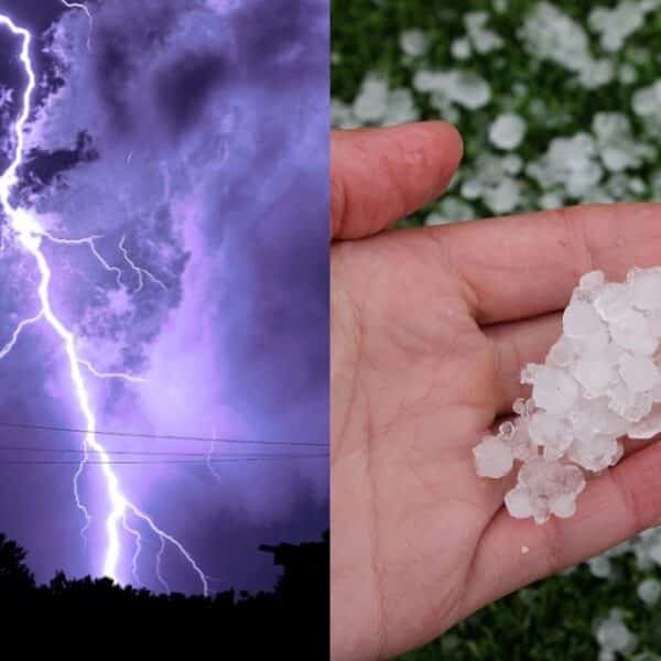 Nubes de tormenta sobre una zona de Chile durante el paso de un sistema frontal con lluvias y actividad eléctrica.
