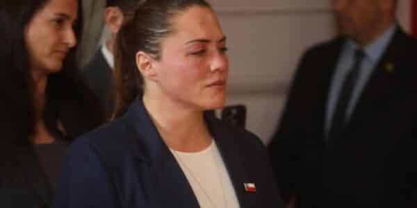 Natalia Duco durante una actividad oficial en La Moneda como exministra del Deporte