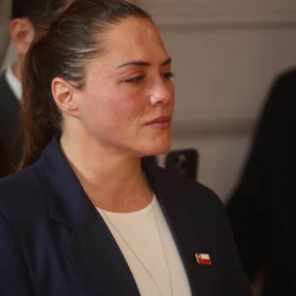 Natalia Duco durante una actividad oficial en La Moneda como exministra del Deporte