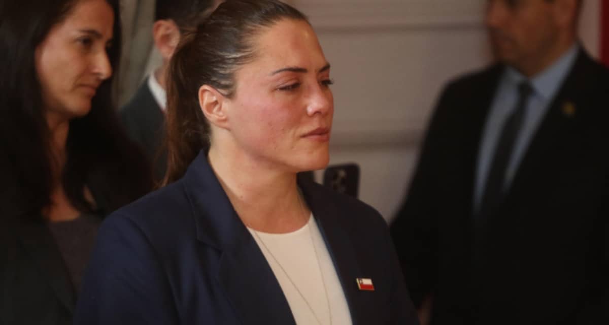 Natalia Duco durante una actividad oficial en La Moneda como exministra del Deporte