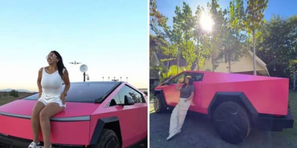 Naya Fácil posa junto a su Tesla Cybertruck en fotografía de Instagram