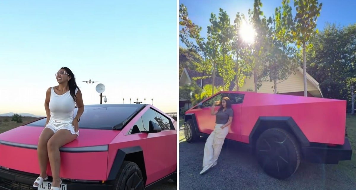 Naya Fácil posa junto a su Tesla Cybertruck en fotografía de Instagram