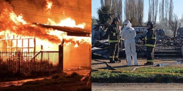 Familiares de las víctimas del incendio del hogar El Edén de Pitrufquén a las afueras del Servicio Médico Legal de Temuco.