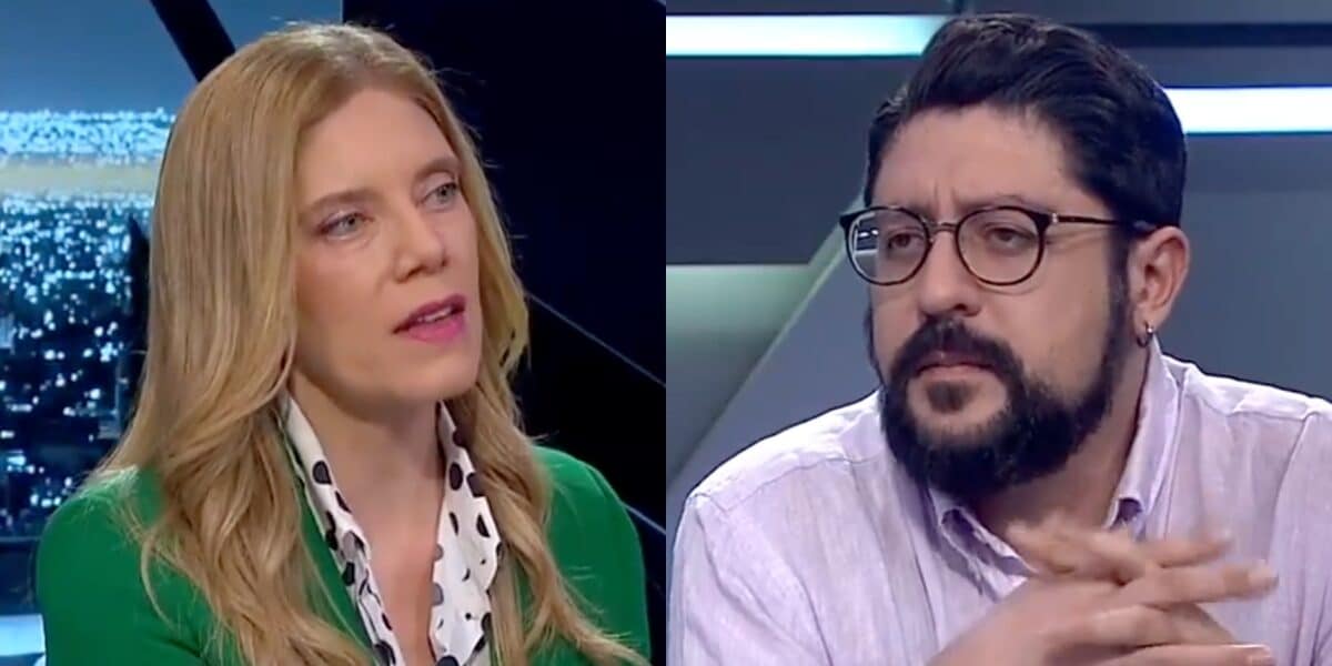 Mónica Rincón y Pancho Orrego en medio de un debate en vivo en el estudio de CNN Chile