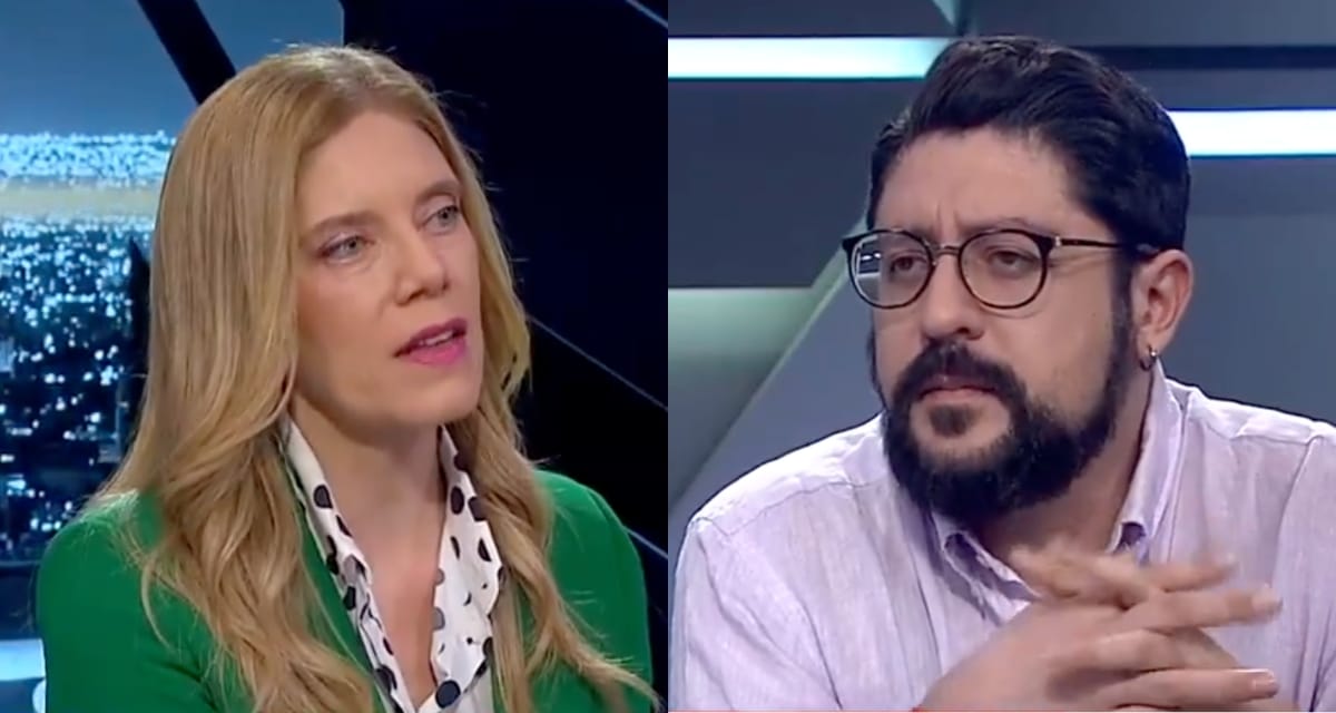 Mónica Rincón y Pancho Orrego en medio de un debate en vivo en el estudio de CNN Chile