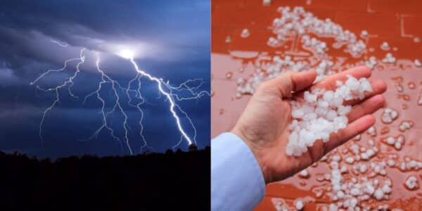 Aviso de la Dirección Meteorológica de Chile por probables tormentas eléctricas, chubascos y granizo en cinco regiones de la zona central, incluida la Región Metropolitana.