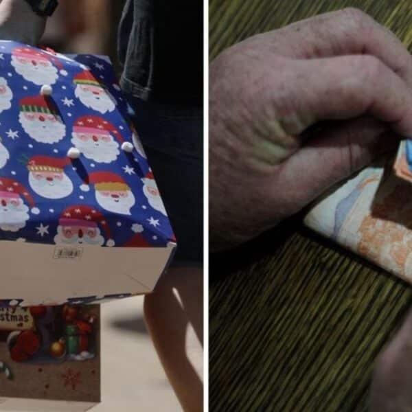 Persona pensionada revisa documentos en el contexto del Aguinaldo de Navidad.