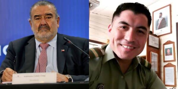 Andrónico Luksic durante una actividad pública tras reaccionar a la muerte de un funcionario de Carabineros en Quilleco.