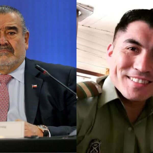 Andrónico Luksic durante una actividad pública tras reaccionar a la muerte de un funcionario de Carabineros en Quilleco.