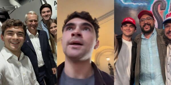 Borja Yáñez, estudiante de Derecho de la UC y dirigente del Movimiento Gremial, llamó a la contramarcha frente a la marcha de la Confech y terminó agredido por manifestantes.
