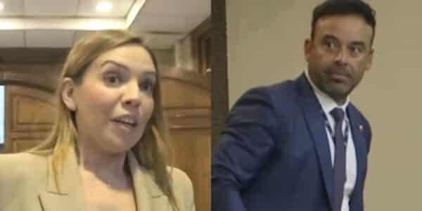 Camila Flores durante una actividad en el Congreso, en medio de una nueva revisión de la Comisión de Ética del Senado.