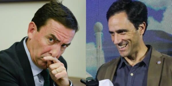El ministro de Justicia, Fernando Rabat, y el subsecretario Luis Silva tras revelarse los decretos de rebaja de condena con sus firmas