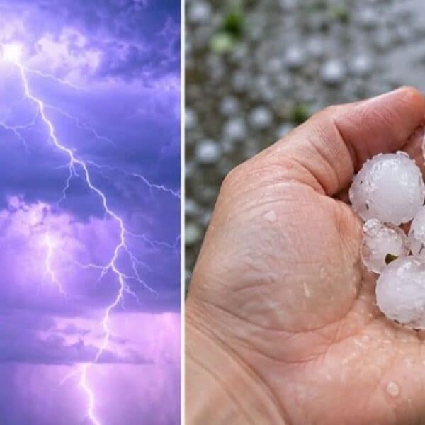 Cielo nublado con relámpagos tras el aviso de la Dirección Meteorológica de Chile por tormentas eléctricas y granizos en seis regiones