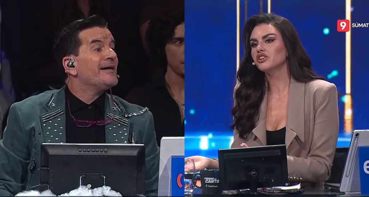 Emilia Dides en el panel del jurado de Fiebre de Canto