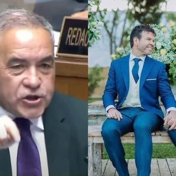 El senador Fidel Espinoza durante una intervención parlamentaria relacionada con una denuncia contra el esposo de Nacho Gutiérrez.