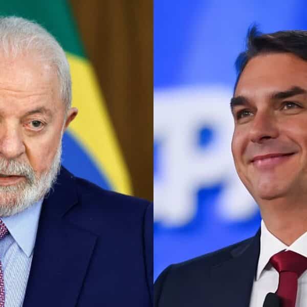 Flávio Bolsonaro durante una actividad vinculada a la elección presidencial de Brasil 2026.