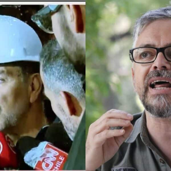 Jorge Baradit y el biministro Louis de Grange a propósito de la crítica por el punto de prensa durante el sistema frontal
