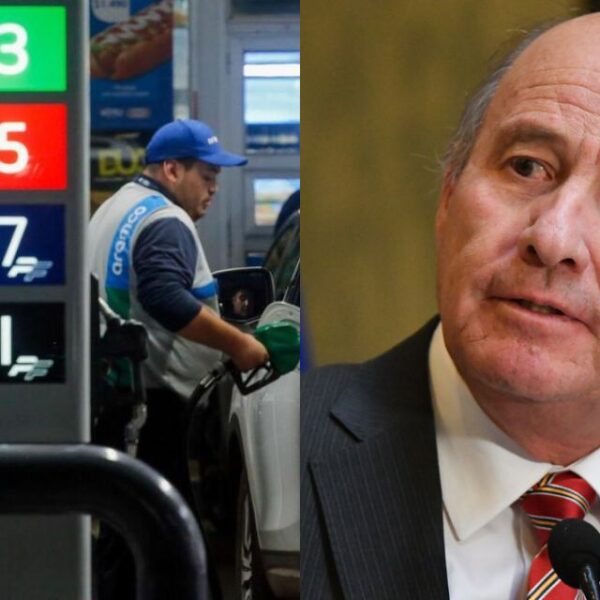 El ministro de Hacienda Jorge Quiroz anticipando una nueva alza de combustibles en Chile