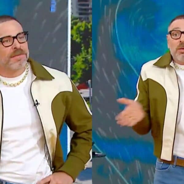 José Antonio Neme en el estudio del matinal Mucho Gusto durante la cobertura de las lluvias en San Bernardo