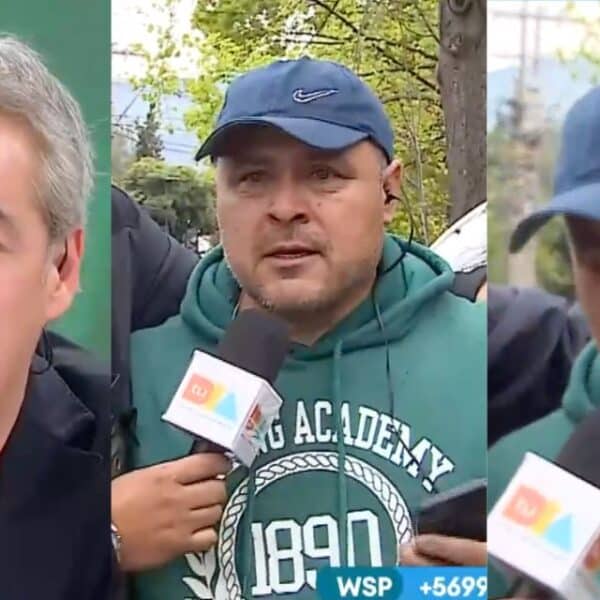 José Luis Repenning durante un emotivo despacho de Tu Día con un trabajador afectado por el aluvión en Las Condes.