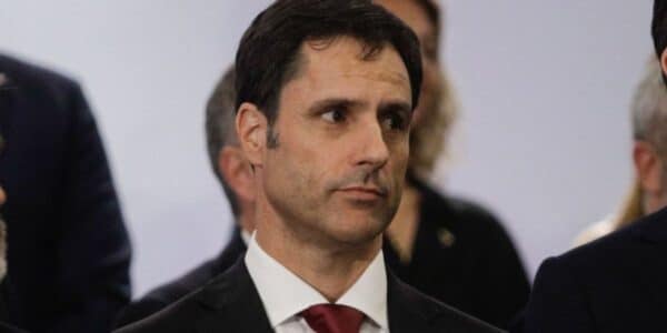 Luis Silva durante una actividad oficial como subsecretario de Justicia, en medio de la crisis por las rebajas de condenas.
