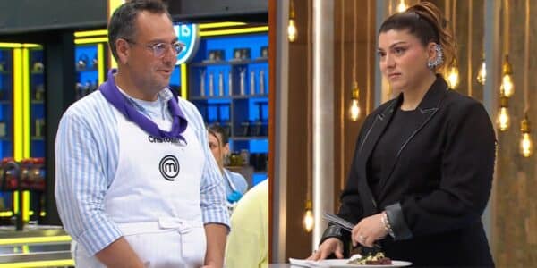 Cris Olivares y la chef Fernanda Fuentes durante una evaluación en MasterChef Chile de TVN.