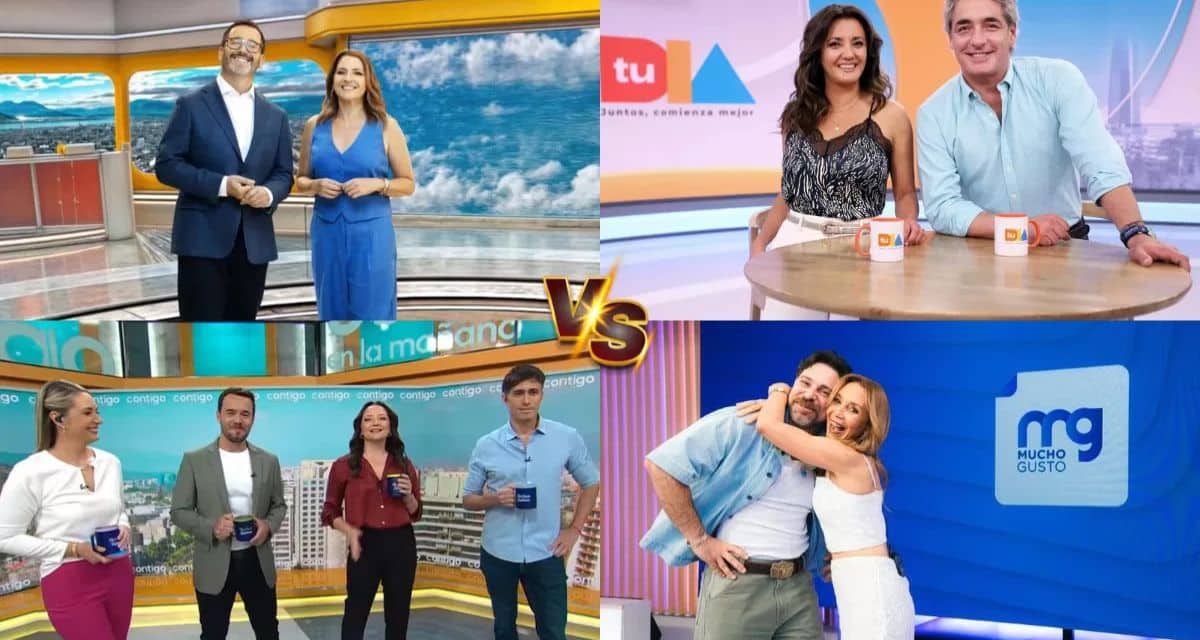 Los rostros de los cuatro matinales de la televisión chilena, que disputan cada mañana el rating en la franja de 8:00 a 13:00 horas entre Mega, Canal 13, Chilevisión y TVN
