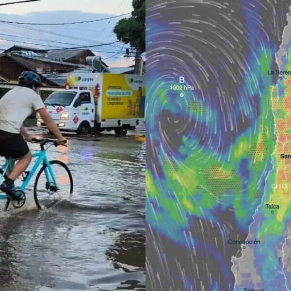 Nubes de tormenta sobre una ciudad chilena ante el pronóstico de un nuevo sistema frontal en Chile durante octubre.