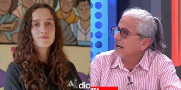Pablo Herrera durante un programa político en medio de una controversia por sus comentarios sobre una dirigenta estudiantil.