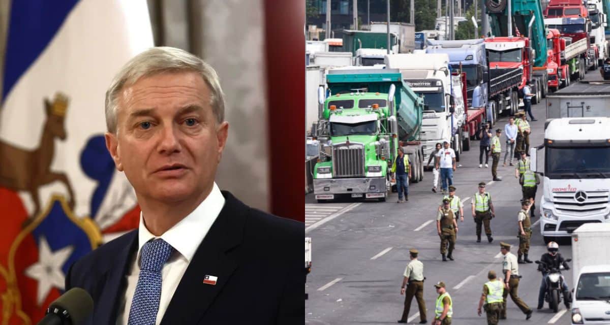 Camioneros reunidos en el sector portuario de San Antonio durante la movilización por tarifas de fletes y costos del diésel.
