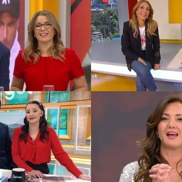 Karen Doggenweiler y José Antonio Neme en el estudio de Mucho Gusto, programa de Mega que compitió por el rating matinal del 16 de octubre.