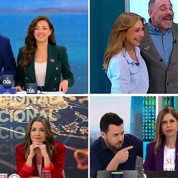Equipos de los matinales de Mega, Chilevisión, Canal 13 y TVN durante la competencia diaria por el rating matinal.