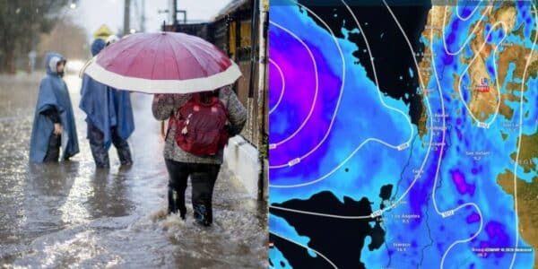 El tridente meteorológico se acerca a la zona central de Chile con nubes de tormenta sobre la cordillera de Santiago