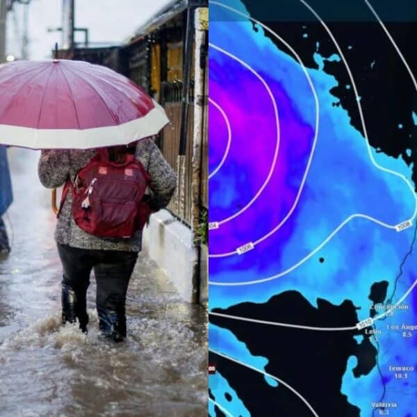 El tridente meteorológico se acerca a la zona central de Chile con nubes de tormenta sobre la cordillera de Santiago