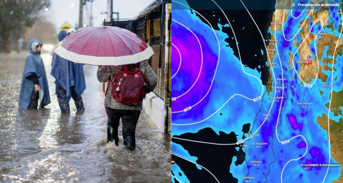 El tridente meteorológico se acerca a la zona central de Chile con nubes de tormenta sobre la cordillera de Santiago